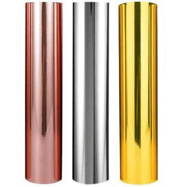 3 Rollos De Vinilo Autoadhesivo MetáLico Para Manualidades Diy, Transferencias Y DecoracióN De Tazas (Oro, Plata, Oro Rosa) 30cm X 25cm