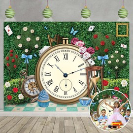 Wonderland Tea Party Backdrop Green Leaf Rose Wonderland Photography Background for Kids Baby Shower Birthday Party Newborn Portrait Photo Props (7x5FT（210x150cm）)