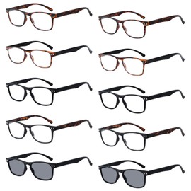 Eyekepper 10 Pack Vintage Reading Glasses for Women 80's Design Readers Include 2 Pairs Reading Sunglasses +1.50