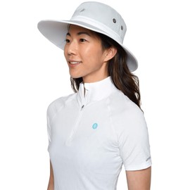Coolibar UPF 50+ Men's Women's Matchplay Golf Hat - Sun Protective (XX-Large- Silver/White)