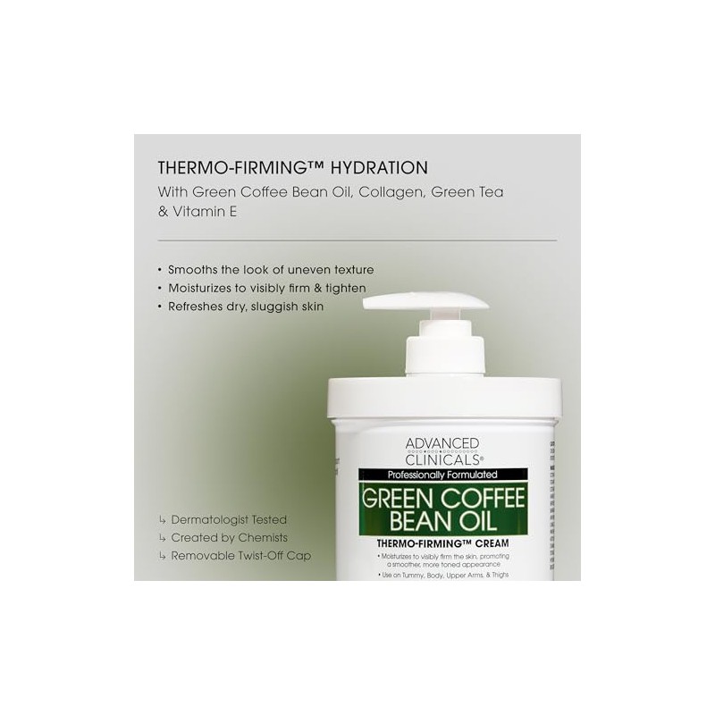 Advanced Clinicals Green Coffee Bean Oil Thermo-firming Cream (Two -