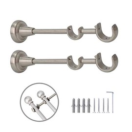AddGrace - Juego de 2 soportes para barra de cortina doble de acero inoxidable montado en la pared con tornillos para barra de 4/5 o 1 pulgada (níquel)