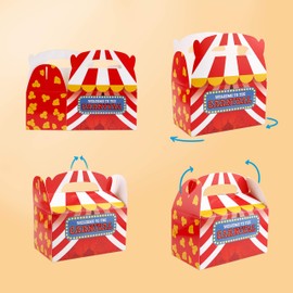 Tytroy 12 Pack Carnival Themed Cardboard Paper Treat Boxes Gable Party Favor Bags Birthday Party Event (12pc)