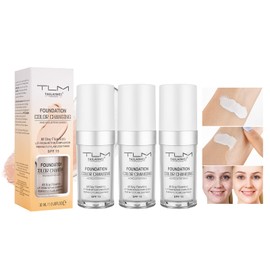 TLM Color Changing Foundation for Color Correction, Even Skin Tone and Coverage of Imperfections for a Natural Facial Look, includes SPF15 Foundation, Full Coverage Foundation 30ml x 3pcs