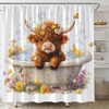YSATNSFT Funny Highland Cow Shower Curtain Cute Calf in Bathtub