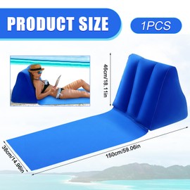 lasuroa Inflatable Beach Lounge Chair, Portable Beach Mat Lounge Chair Flocked Surface PVC Base Reclining Beach Mat Lounger for Lawn Outdoors Camping Travel Beach