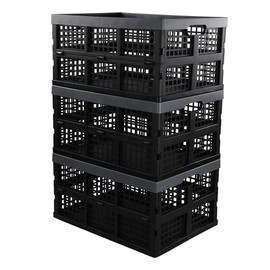 Fiazony 28 L Collapsible Crates, Plastic Folding Storage Basket, Pack of 3