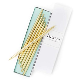 Gold Pens with Blue Ink 6 Piece Pen Set – Luxury Ballpoint Pens in Glossy White Gift Box – Professional Thank You Gift Ideas – Gold Office Supply Gifts for Woman (Gold/Blue Ink)