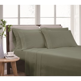 CANNON 6-Piece Sheet and Pillowcase Set Heritage Collection, Easy Care Microfiber - Queen - Green