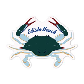 Die Cut Sticker Edisto Beach, South Carolina, Blue Crab, Vector Style, Contour Vinyl Sticker 1 to 3 inches (Waterproof Decal for Cars, Water Bottles, Laptops, Coolers), Small