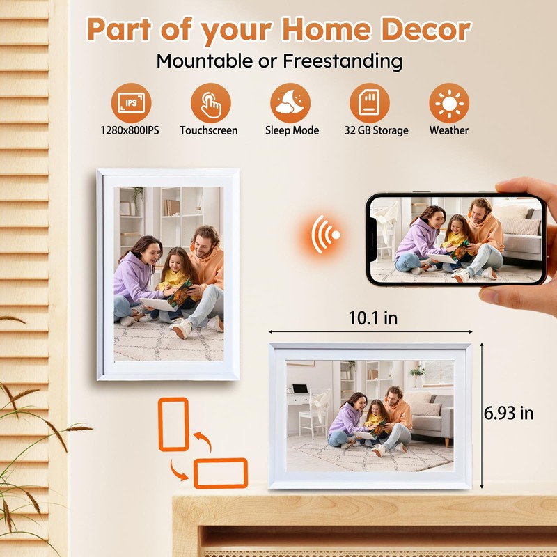 Furnsii 10.1Inch Digital Calendar Wall Touch Screen, Smart WiFi Family