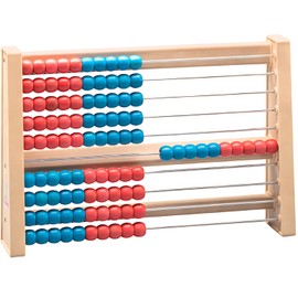 Wissner Active Learning 080203.IMP - RE Wood Calculator Frame with 100 Balls in Blue and Red, Sustainable Educational Toy for Primary School, Non-Toxic