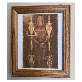SHROUD OF TURIN...Framed image of Jesus Christ on cloth. Religous Wall Decor Art.