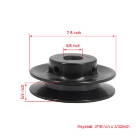 Zeberoxyz AK28 Single Groove Web Sheaves,2.8" OD 5/8" Bore V-Belt Sheave Cast Iron for V-Belt (5/8"Bore-2.8"OD, 1 Groove)