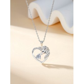 Love Heart Unicorns Gifts for Girls Initial Necklace, 18K White Gold Plated Unicorn Necklace for Teen Girls Unicorn Gifts 1CT Birthstone Necklace Girls Jewelry Unicorn Necklaces Unicorns Gifts for Girls Women (04-April-Whate Topaz)