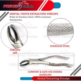 PRECISE CANADA: New Premium Grade Dental Tooth EXTRACTING Forceps #217 with Serrated JAW (German Grade Stainless Steel) New