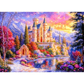 Romantic Castle 500 Piece Jigsaw Puzzles for Adults Colorful Landscape Jigsaws for Adults 500 Pieces Puzzle