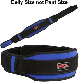 MRX Weight Lifting Belt With Double Back Support Bodybuilding Gym Training Belt 5" Wide All Sizes - Color: Blue, Size: L
