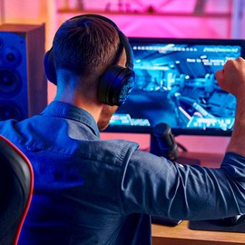 Vorago HPB-401-LED Audifonos Inalambricos con Luz Led Rainbow Diadema Bluetooth Gamer Headset Microfono 13 Hrs de Musica Auriculares USB C