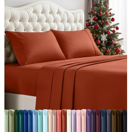 Utopia Bedding Queen Bed Sheets Set - 4 Piece Bedding - Brushed Microfiber - Shrinkage and Fade Resistant - Easy Care (Queen, Terracotta Orange)