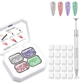 Finger Secret 4 Colors Set Ombre Pat Gel Nail Polish,Ombre Pigment Palette for Nail with 20Pcs Nail Sponges for 3d Gel Nail Art in Salon or Home Use (k4)