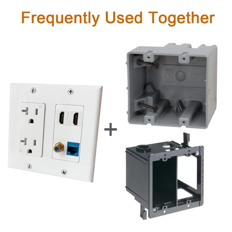 BOPLAT 20Amp Power Outlet and Ethernet Coax HDMI Wall Plate