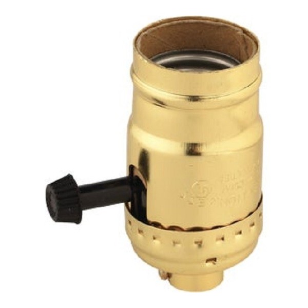 Leviton (15)-Leviton Turn-Knob Medium Base Brass Lamp Socket R50-10083-16