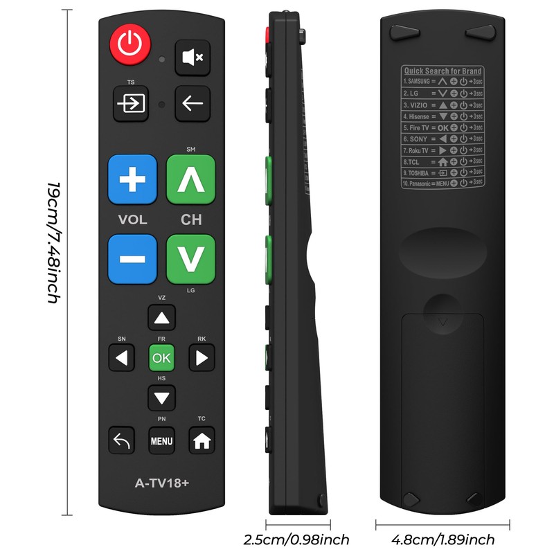 Big Button Universal TV Remote for Seniors, Simple Easy to