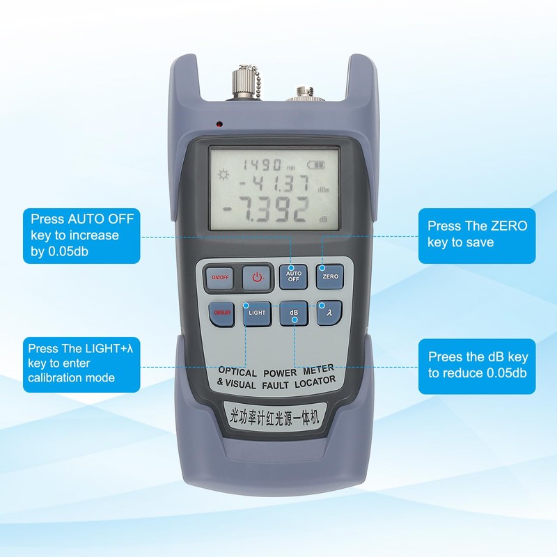 PATIKIL 650nm Fiber Optical Tester, Optical Power Meter Built-in 1MW