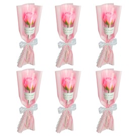 himsyuden Single Rose, Artificial Flowers, Set of 6, Pink, Soap Flowers, Mother's Day, Bouquet, Individual Packaging, Floral Decoration, Valentine's Day, Mother's Day, Birthday, Gift, Wedding,