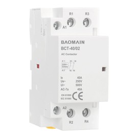 Baomain 220V AC 2-Pole Modular Contactor, 40A 2NC Normally Closed, DIN Rail Mount for HVAC, Motor, Pump & Lighting Control BCT-40/02-220VAC