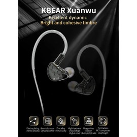 keephifi KBEAR Xuanwu in Ear Monitor Headphones for Musician Singer Audiophile, IEM Earphone 1DD Electroplating Mirror Wired Earbuds with Detachable 2Pin OFC Silver Plated Cable (Silver, No Mic)