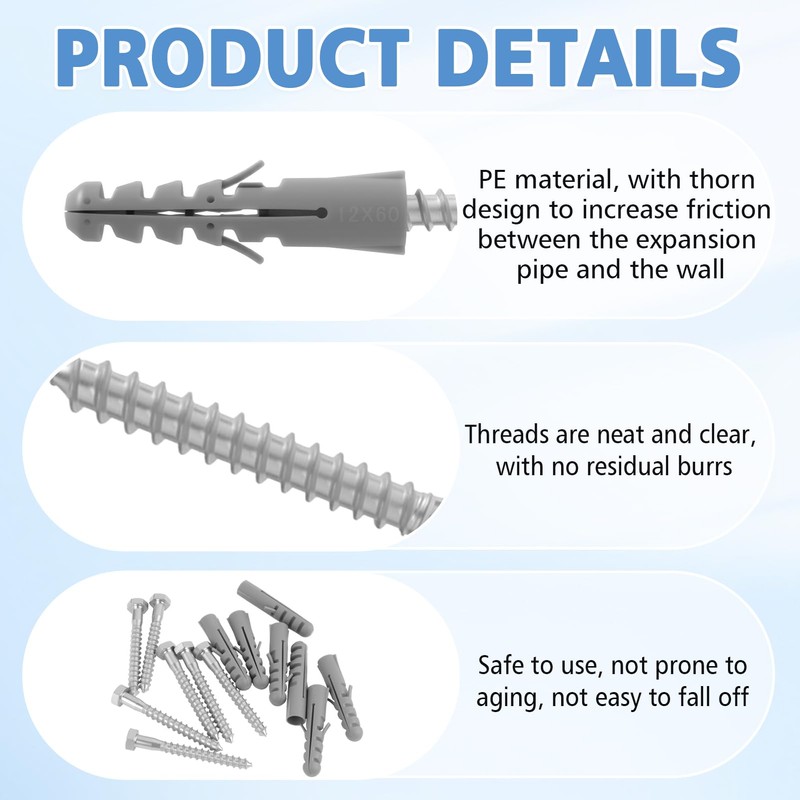 Heavy Duty Wall Anchor for Coach Screws 8x70mm with 12x60mm