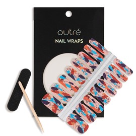 Outré Nail Wraps Kit – Professional Kit with Nail Polish Strips, Cuticle Pusher, Mini Nail File – Easy and Fast Application – Long-Lasting Nail Polish Wraps – Modern Pop Nail Wraps for Women (Grey/Yellow Colorblock)