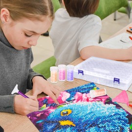 Diamond Painting Storage Box, 75 Round Plastic Tins Diamond Embroidery Box, Beads Nail Art Storage Container, Diamond Painting Accessories, DIY Crafts, Jewellery, Rhinestones with Stickers and Funnels