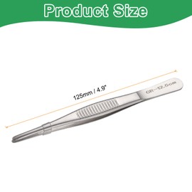 HARFINGTON 2pcs Stainless Steel Tweezers 4.9 Inch Precision Tweezers with Straight Serrated Tip Multi-Purpose Kitchen Tongs for Cooking Gardening Repairing Craft, Silver