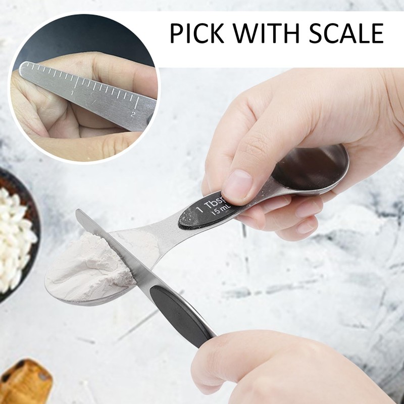 9-Piece Double-Ended Measuring Spoons with Scale, Measuring Spoon Set, Spoon