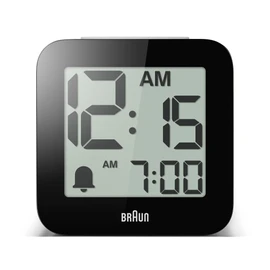 Braun BC25WP Digital Alarm Clock with Voice Output, Snooze, Positive LCD Display, Spoken Settings and Rising Beep in White