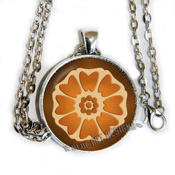 Order of the white lotus inspired glass cab photo pendant