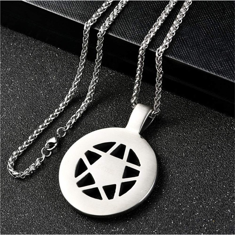 FIZIZDH Men's Stainless Steel Star Pentagram Pentacle Pagan Wiccan Witch