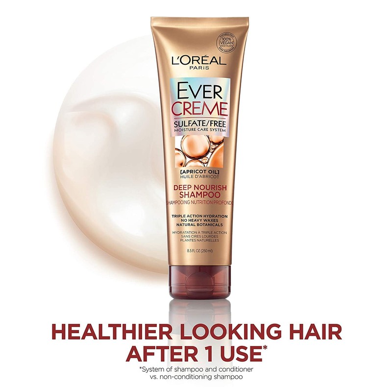 L'Oreal Paris EverCreme Sulfate Free Deep Nourish Shampoo, 8.5 Ounce