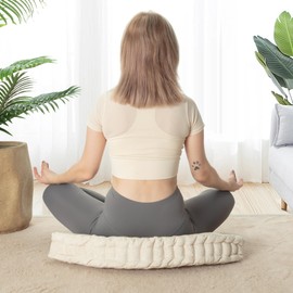 TEXSTEAD Floor Pillow for Adults, Meditation Cushion for Sitting or Yoga, Classroom Seating for Kids with Velcro Fastener, Pizza Cushion 20"*20"