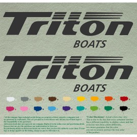Pair of Triton Compatible Replacement Decals Vinyl Stickers Boat Outboard Motor Set of 2 (12 inch, Black 070)