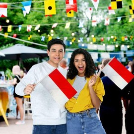 12x18 12''x18'' Indonesia WOODEN Stick Flag (24INCH Wooden Staff) Super Polyester INDOOR/OUTDOOR Decor SUPER polyester material FLAG PREMIUM Vivid Color and UV Fade Resistant