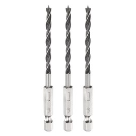 sourcing map 3pcs Brad Point Drill Bit 4mm (5/32") Dia Bearing Steel 1/4" Hex Shank Wood Drill Bits 1.69" Working Length Spiral Twist Drilling Tool for Woodworking Softwood Plywood Plastic