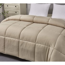 Blue Ridge Home Fashions Microfiber Light Weight Solid Down Alternative All Season Comforter - Hypoallergenic Polyester Fill, King, Khaki