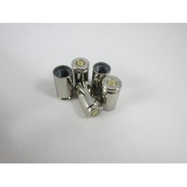 9mm Caliber Bullet Shell Casing Universal Tire Valve Stem Caps - Set of 5 - Car SUV Truck Motorcycle Bike ATV (Nickel with Brass Center)