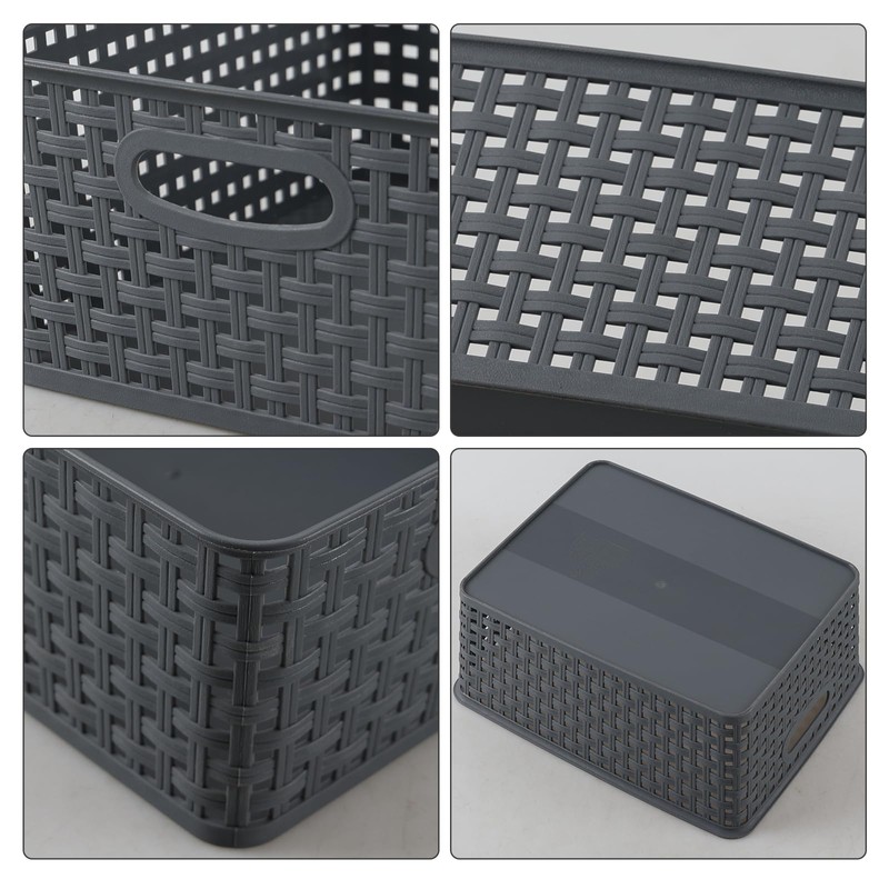 Guankan 6-Pack Plastic Weave Storage Basket Organizer, Plastic Kitchen Cupboard