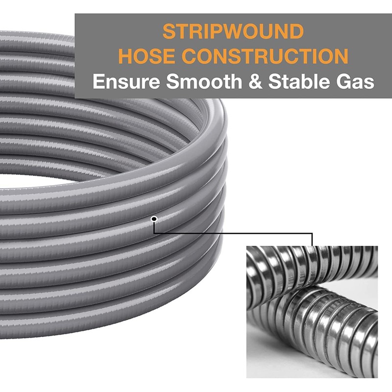 PatioGem 12FT 1/2 inch Natural Gas Hose with Quick Connect