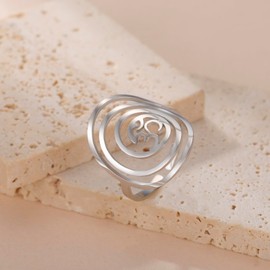 Dreamtimes Aom Om Ohm Signet Ring Stainless Steel Holy Symbol Geometric Circle Design Spiritual Jewellery Adjustable Unisex Ring for Men & Women, Stainless Steel, No Gemstone